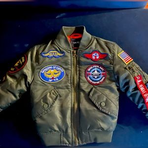 Toddler Top Gun Pilot Bomber Jacket w/ patches